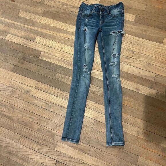 Maurices jeans skinny distressed holes size XS-R - Picture 1 of 8